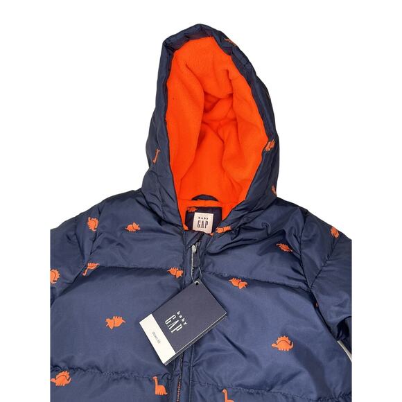 NWT Gap Dinosaurs Print Puffer One Piece Bunting Size 6-12 Months - Picture 2 of 7
